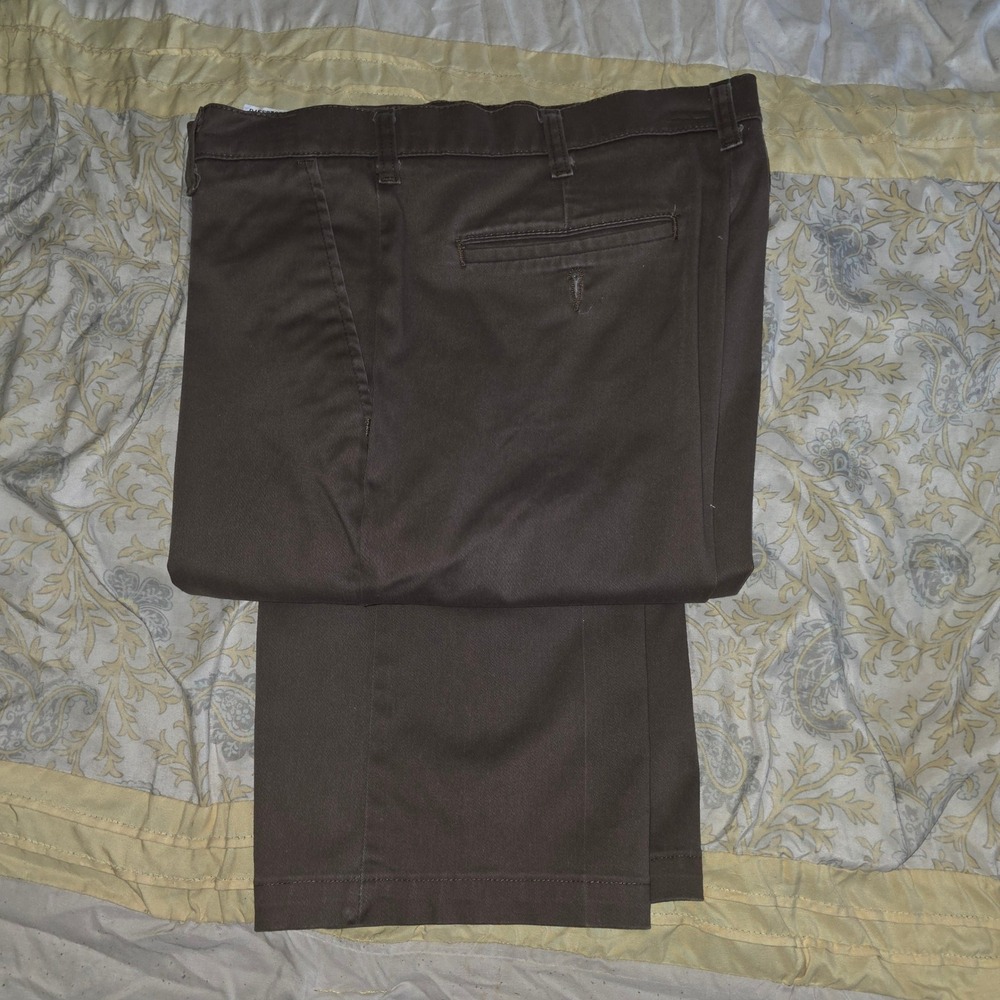 Lee Chino Pants Men's 34x34 Brown Flat Front Cotton Blend Straight Leg 428127